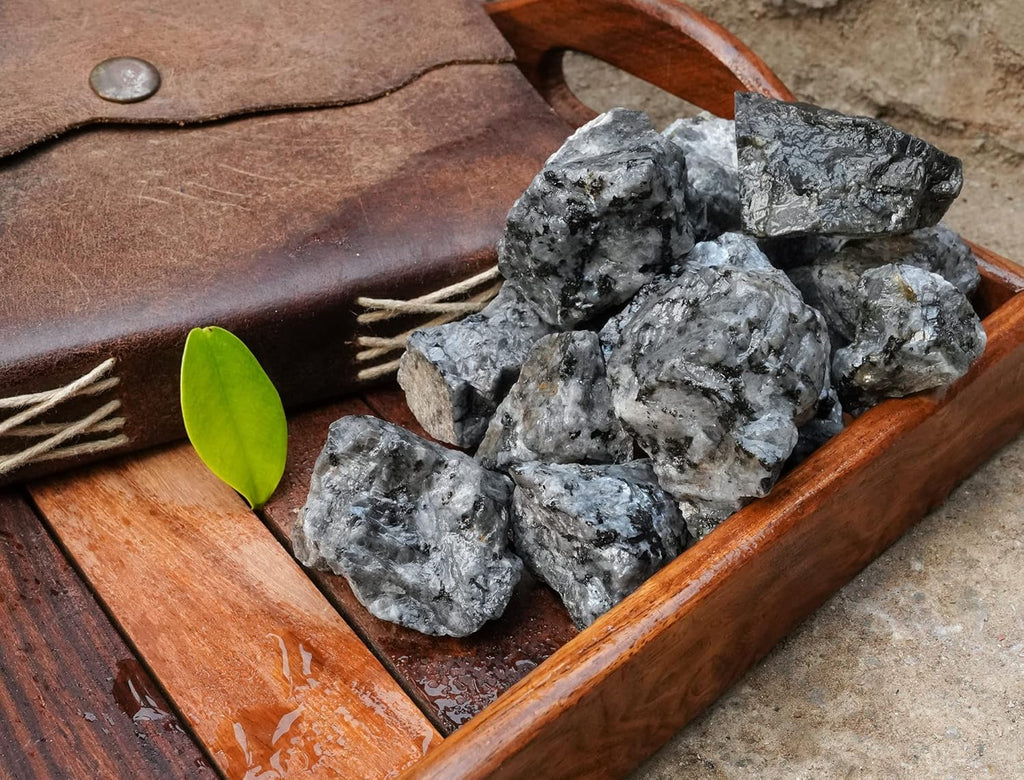 Crocon Larvikite Rough Bulk Natural Stone Raw Gemstone Tumbling Cabbing Polishing Gem Mining Energy Generator Chakra Balancing Reiki Healing Good Luck Home Office Decor Weight :-1Lb Approx