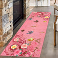 Butterfly Flower Carpet, 1.3x7ft, Modern Art Peony Flower Hallway Runner Rug, Durable Machine Washable Carpet for Entryway, Shed Resistant Low Pile Pet Friendly Mat for Sofa Bedside