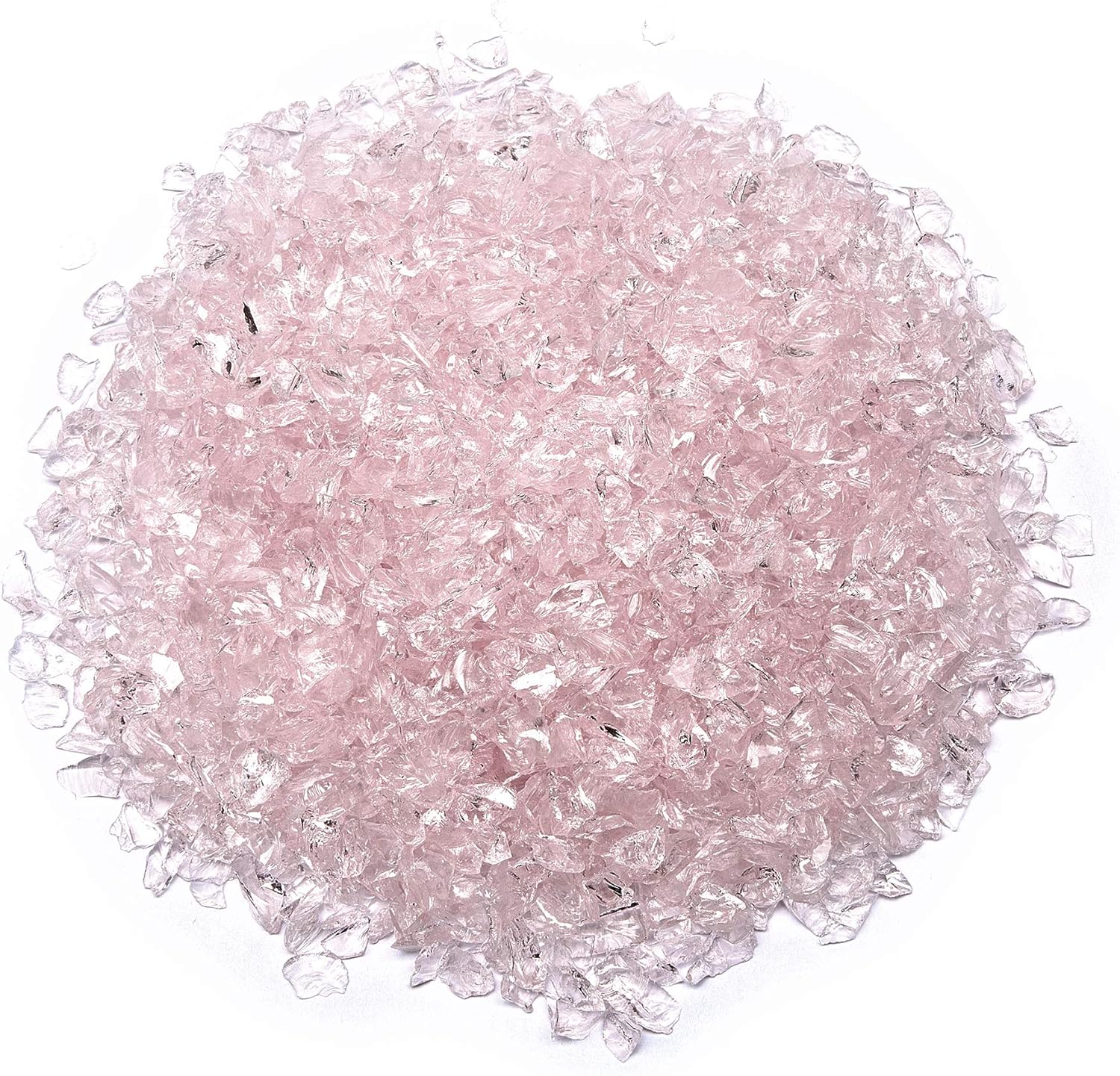 TWINKLING High Luster Fire Glass Gravel Stone Glitter,Broken Glass,Fire Gems Chips,Crushed Glass for Fire Pit Crafts Resin Art Aquarium Garden Decoration,3-6mm,1-Pound Jar (Pink)