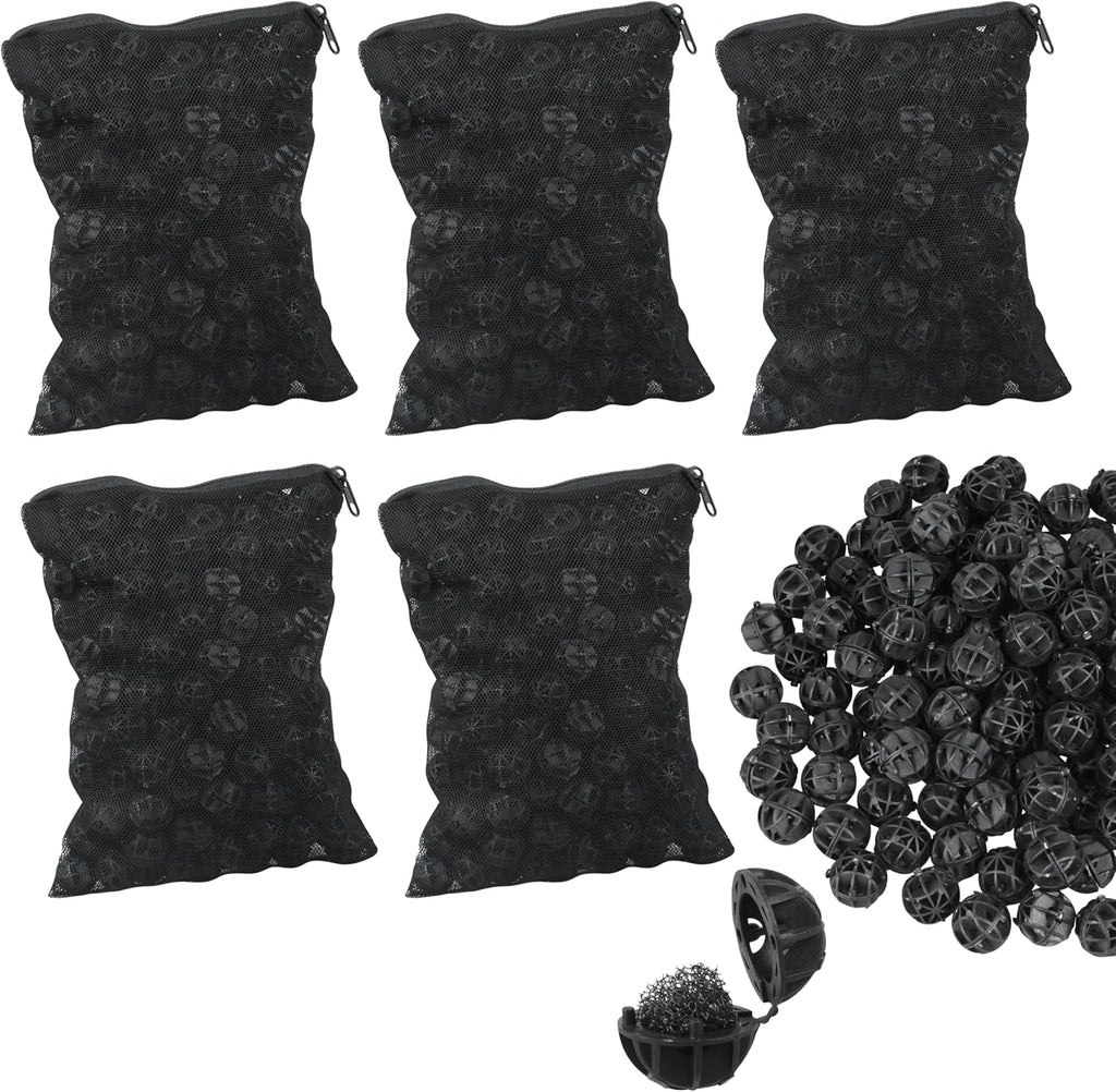 500 Pieces Black bio Balls 0.6 inch Internal bioballs Filter Media for Aquarium Outdoor Ponds Filter