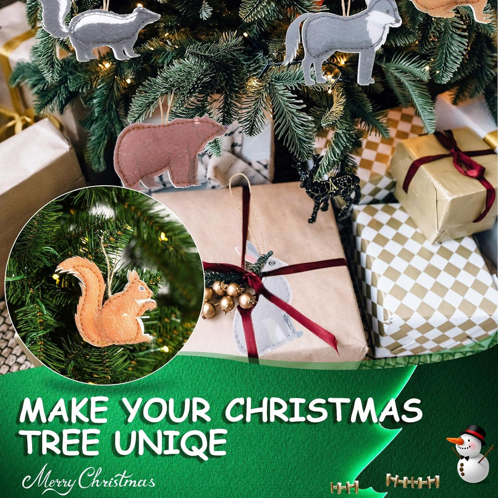 15 Pieces Christmas Felt Woodland Animal Ornaments Forest Animal Hanging Ornaments Felt Woodland Decor for Christmas Tree Home Decorations Gift Winter Birthday Party Supplies