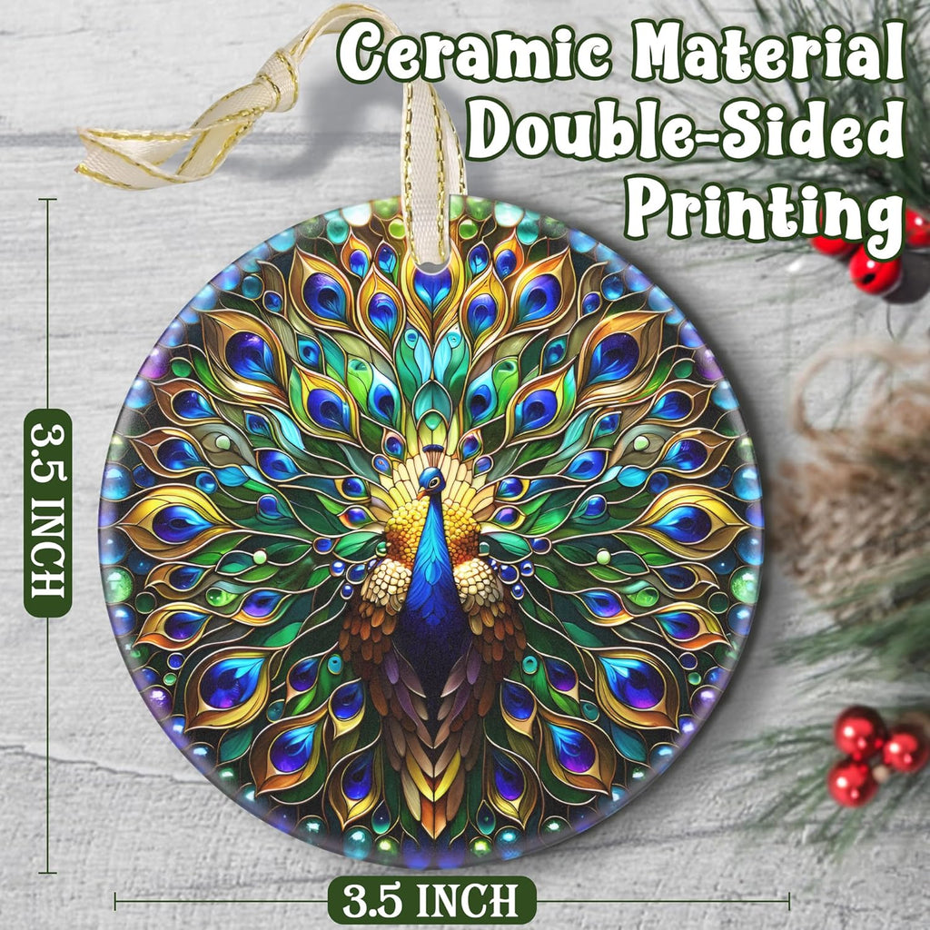 Peacock 2025 Christmas Ornament - Christmas Decoration, Round Ceramic Holiday Decor for Tree, Gift Idea & Exchange