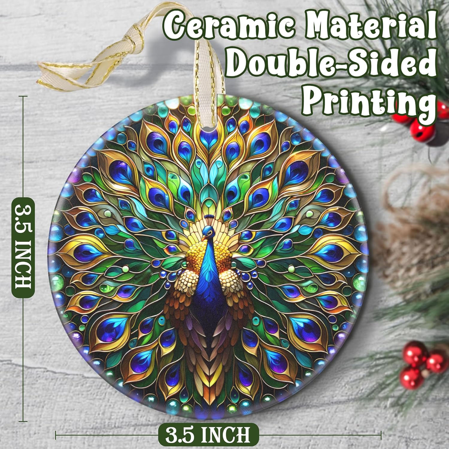 Peacock 2025 Christmas Ornament - Christmas Decoration, Round Ceramic Holiday Decor for Tree, Gift Idea & Exchange