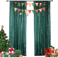 Sugargirl Dark Green Sequin Backdrop Curtain 2 Panels 2FTx8FT Glitter Dark Green Background Drapes Sparkle Photography Backdrop for Party Wedding Birthday Wall Decoration