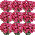 Lyrow 100 Bundles Violet Artificial Flowers, UV Resistant Faux Flowers Outdoor, Faux Silk Flowers, Fake Violet Flowers Bulk for Front Porch Hanging Garden Courtyard Farmhouse Home(Rosy)