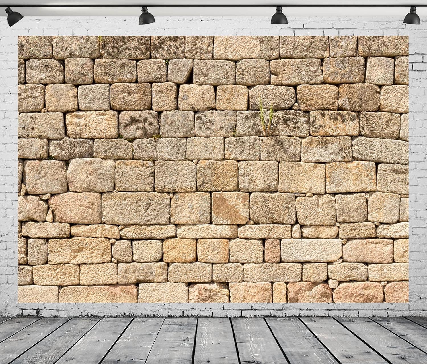 BELECO Fabric Vintage Brick Stone Wall Backdrop - 12x10ft for Photography, Party Decorations, Studio Booth