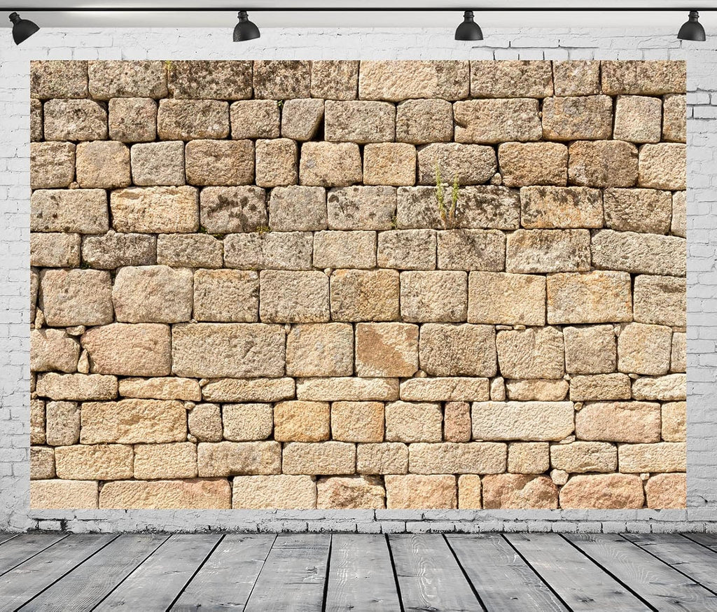 BELECO 9x6ft Fabric Vintage Brick Wall Backdrop for Photography Ancient Rock Wall Textured Brick Stone Background for Party Decorations Studio Booth Photo Props