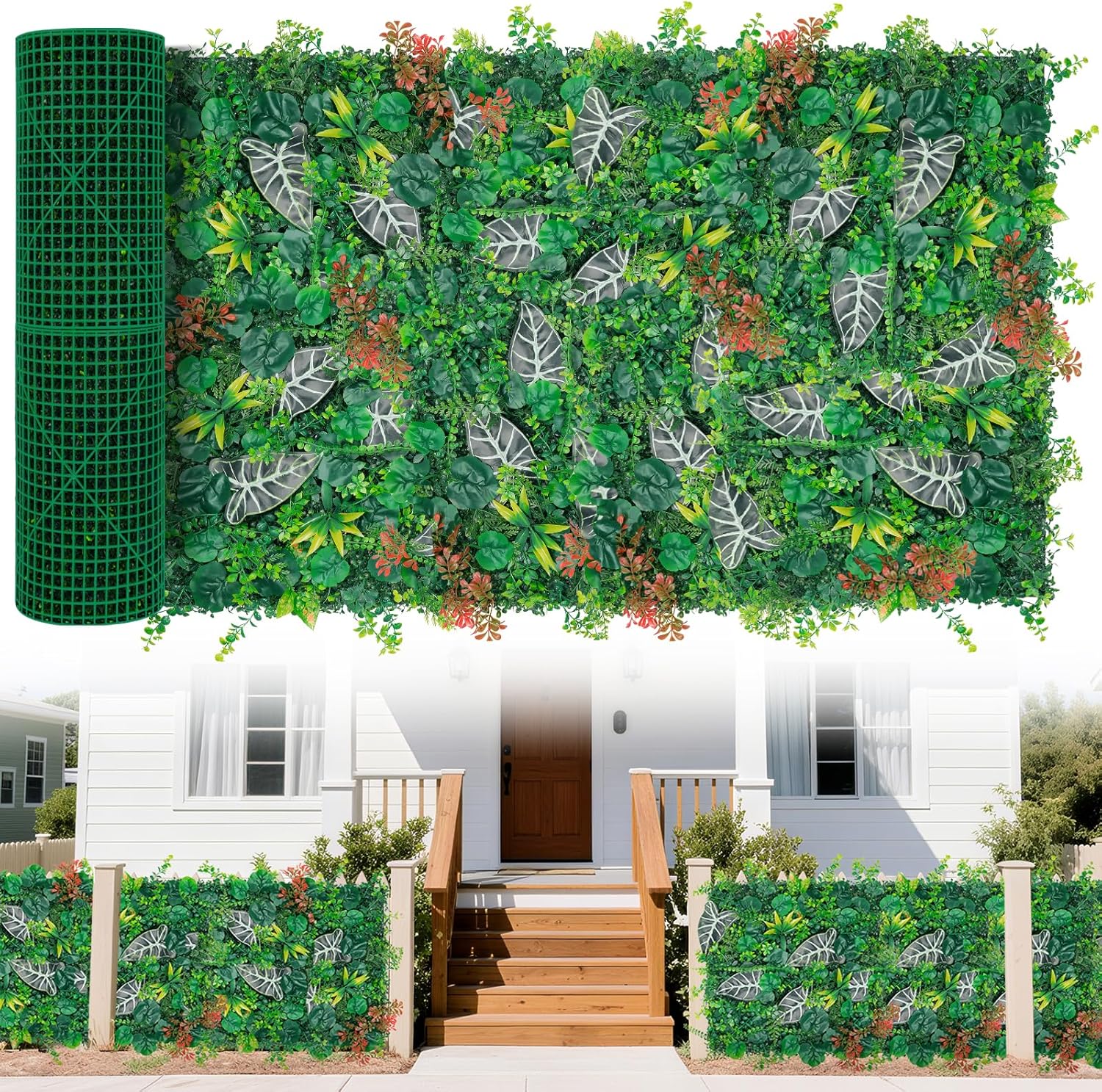 Artificial Grass Wall Roll Panels, 40"x120"(33.33 SQFT) UV Protection Greenery Plant Backdrop, Faux Boxwood Green Wall Decor for Party Patio Garden Backyard