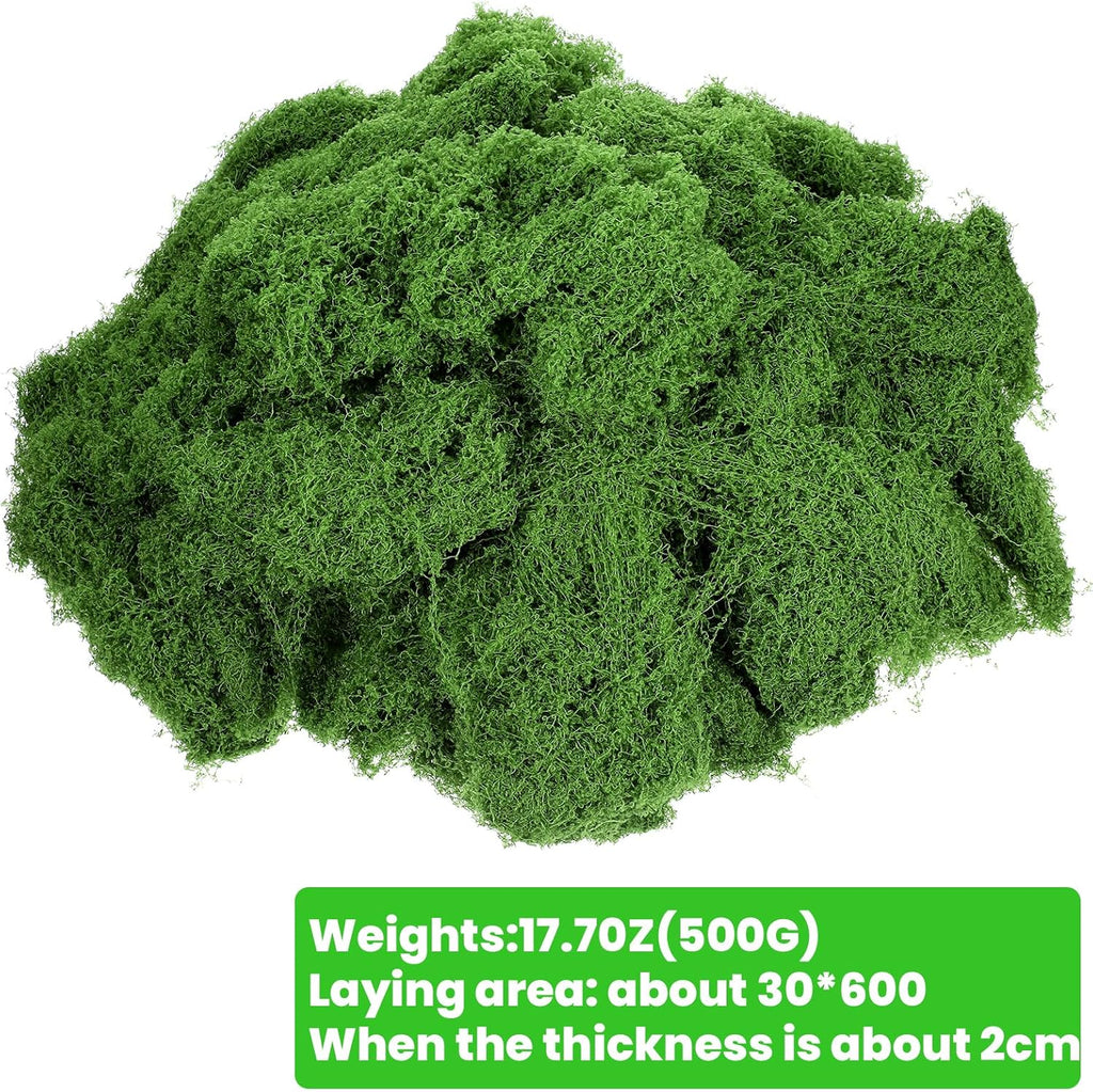 Kifmurase Fake Green Moss for Potted Plants Indoor, 17.6OZ Artificial Moss for Crafts, Faux Grass Decor for Fairy Garden, DIY Table Centerpieces Decor, Fairy Garden Floral Model Making, Walls