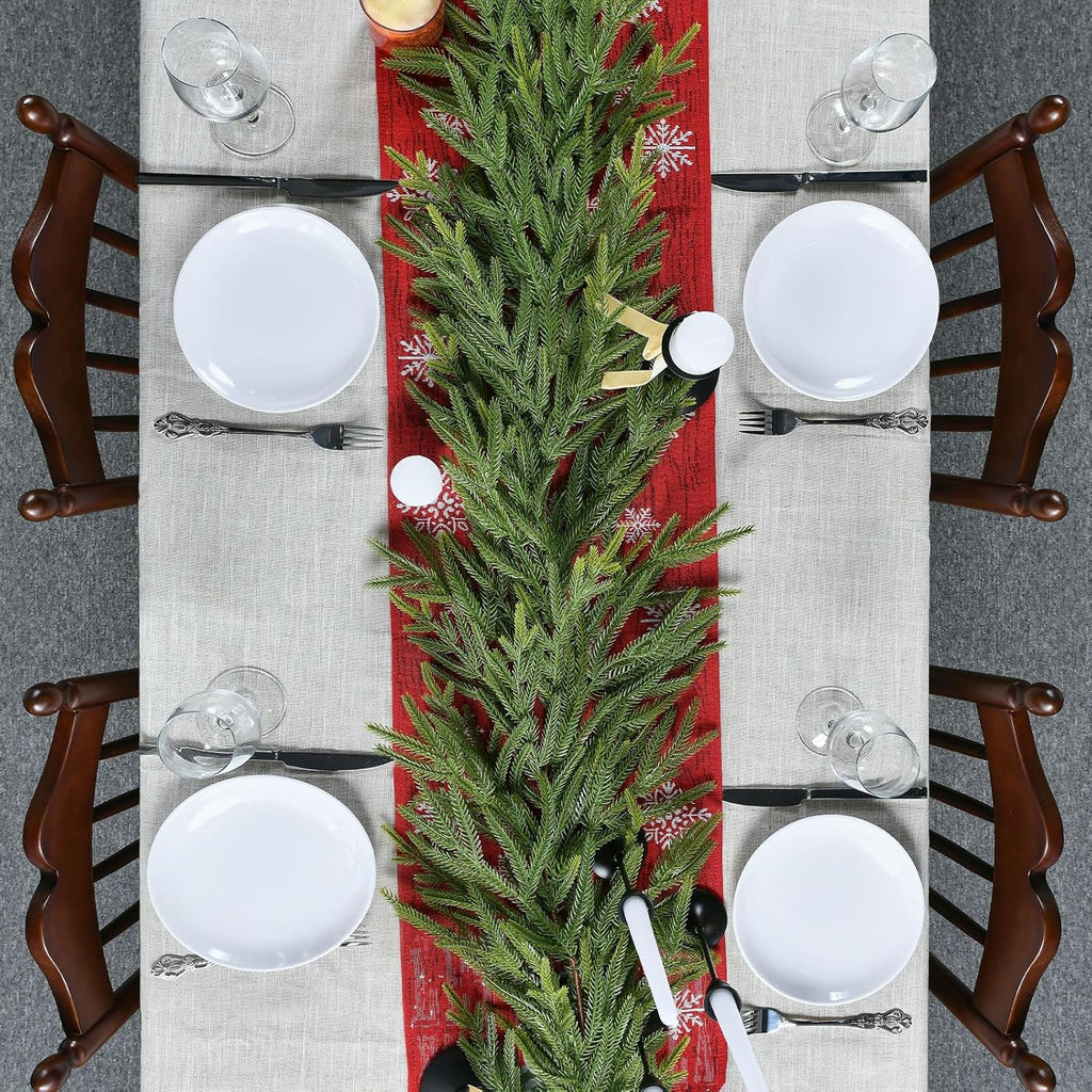 9FT 1Pack Real Touch Christmas Norfolk Pine Garland, Artificial Christmas Garland, Faux Greenery Garland with Lifelike Texture for Fireplace Mantle Table Wall Stair Indoor Outdoor Holiday Xmas Decor