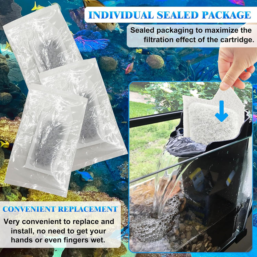 6 Pack Replacement Small Size Cartridges for Tetra Whisper Small Fish Tanks Filter; Refilled Filter Cartridges S Size for Aquarium Kits 3-10 Gallons Betta Fish Tank Kit