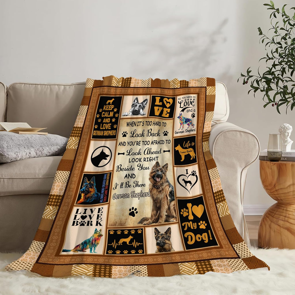 German Shepherd Throw Blanket German Shepherd Puppy Stuff Gifts for Dog Lover Kids Girls Boys Adults Women Men Soft Cozy Warm Plush Fluffy Fuzzy Fleece Blanket Decor 60''X80''
