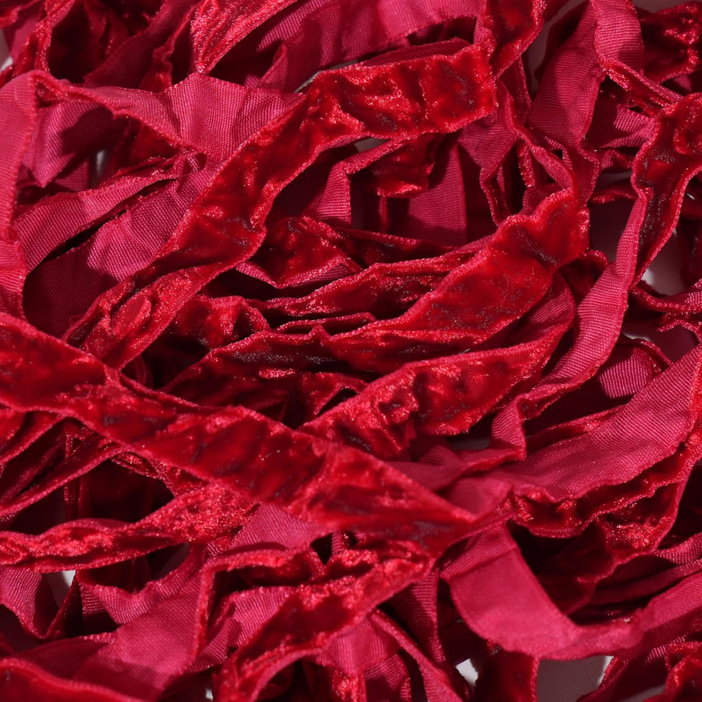 MAYREEL 3/8 Inch Red Crushed Velvet Ribbon Crimson Vintage for Flower Bouquets Wedding Invitations Crafts Gift Wrapping Christmas Decorations Party 25 Yards