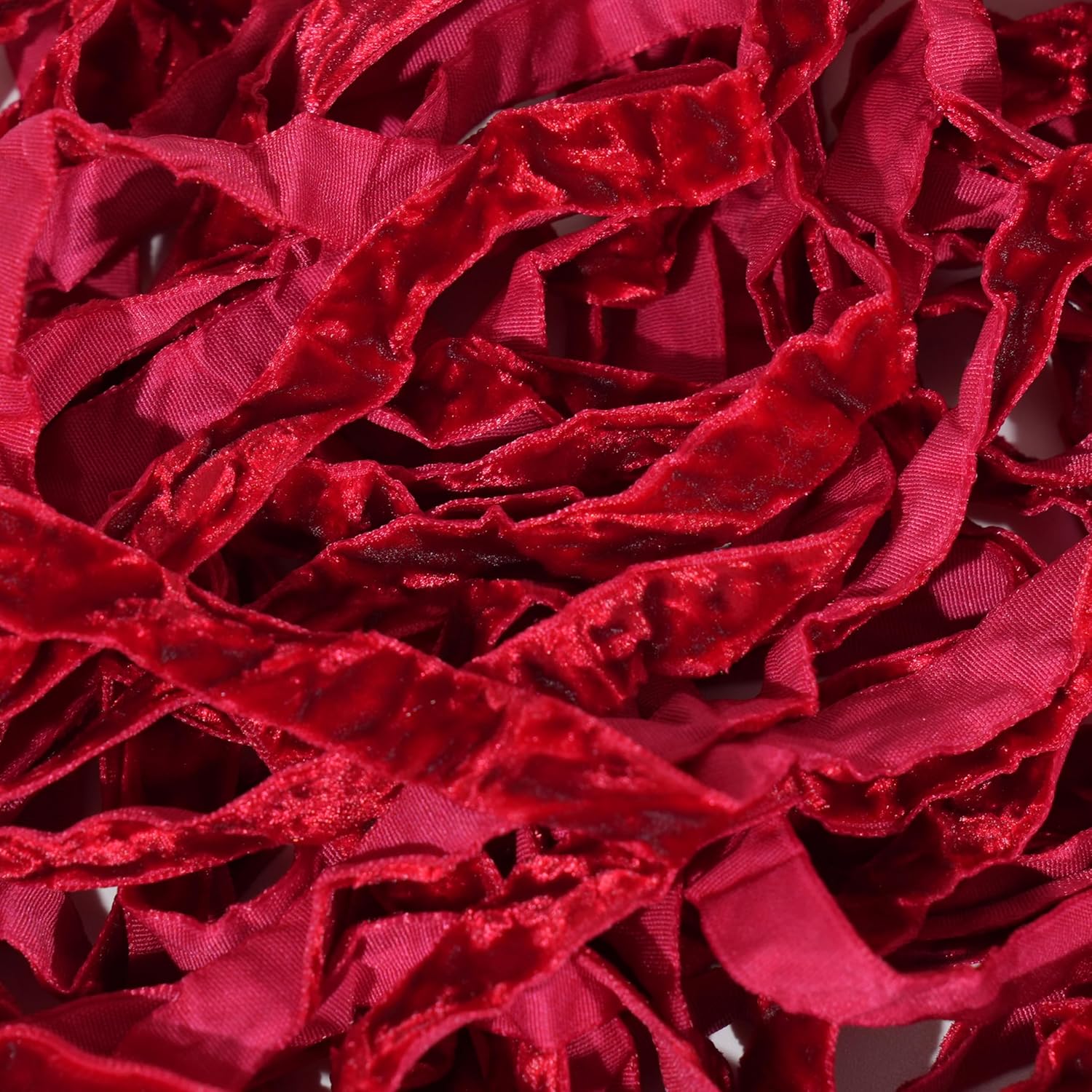 MAYREEL 3/8 Inch Red Crushed Velvet Ribbon Crimson Vintage for Flower Bouquets Wedding Invitations Crafts Gift Wrapping Christmas Decorations Party 25 Yards