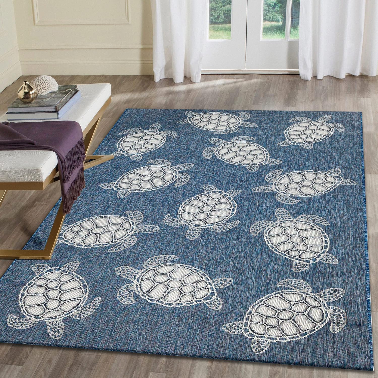 Liora Manne Sea Turtles Navy Indoor Outdoor Area Rug, 3'3" x 4'11"