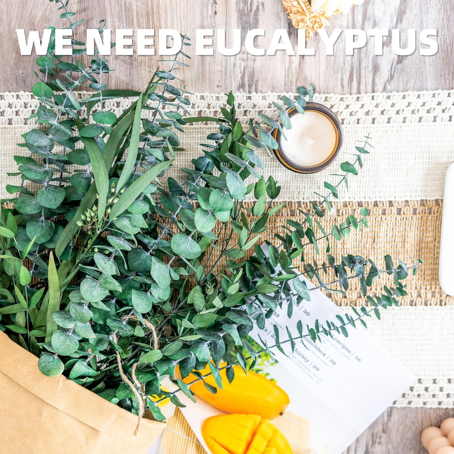 3kinds Natural Eucalyptus Stems 24PCS - 17inch Eucalyptus Set for Shower Bundle Real Eucalyptus Leaves Branches Vase Filler, Dried Flowers Arrangement Home Decor Wedding Decor