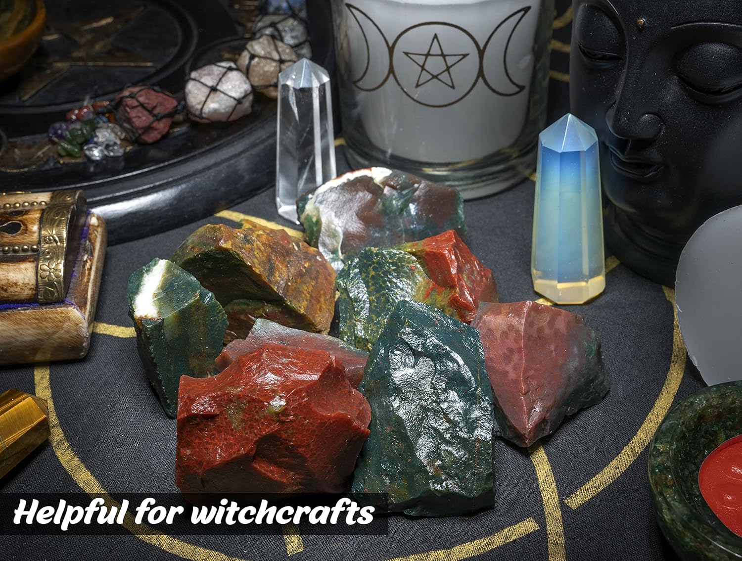 Crocon Bloodstone Rough Bulk Natural Stone Raw Stone Tumbling Cabbing Polishing Mining Chakra Balancing Reiki Healing Good Luck Home Office Decor Weight :-1Lb Approx