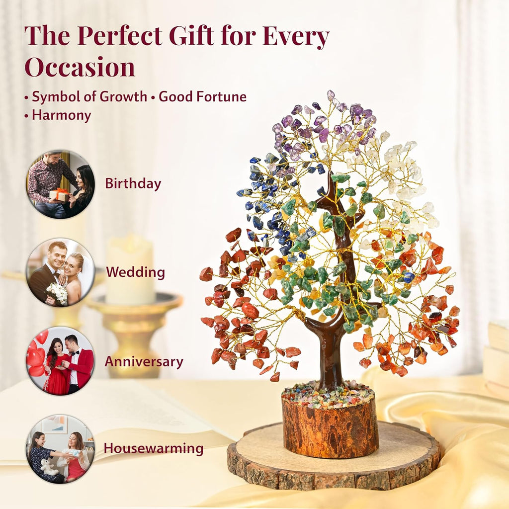 7 Chakra Healing Crystal Tree of Life, Handmade Feng Shui Crystal Tree for Good Luck, Positive Energy, Wealth, Reiki Healing, Gifts for Women and Mom Birthday, House Warming Gift