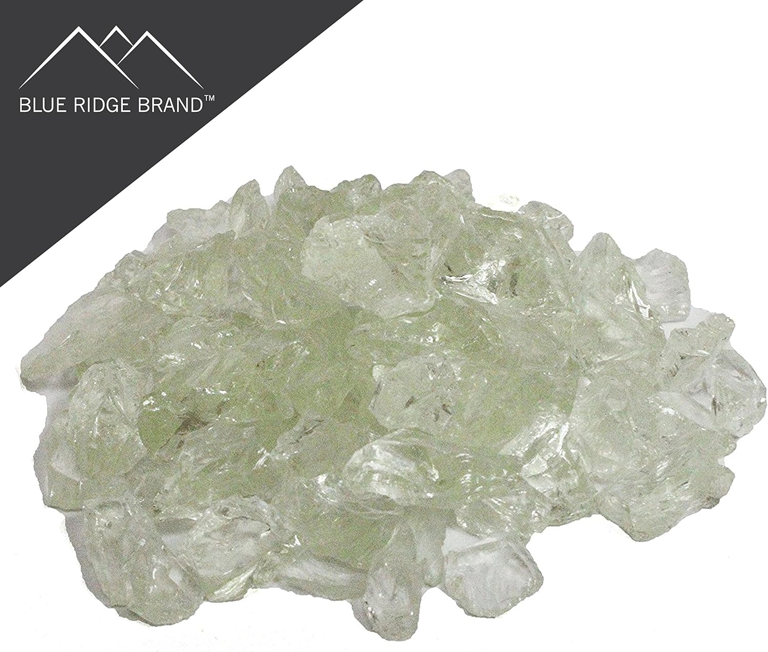 Fire Pit Glass - Fire Glass for Fire Pit - Firepit Glass Rock - Glass Stones - Fire Pit Glass Rocks - Gas & Propane Fire Pit & Fireplace Glass (20 Pound, Crystal)