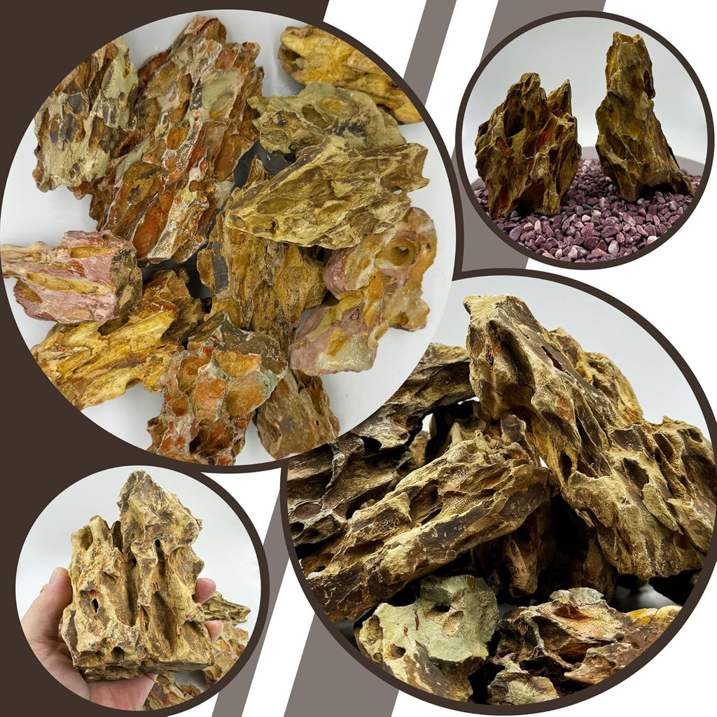 7/12 Pounds Natural Stream Slab Stones,Dragon-Rock Stone,Seiryu Stones Perfect for Aquariums,Fish Tanks,Terrariums,Landscaping Model,Reptile Rest Rock (Dragon-Rock Stones, 12 LB)