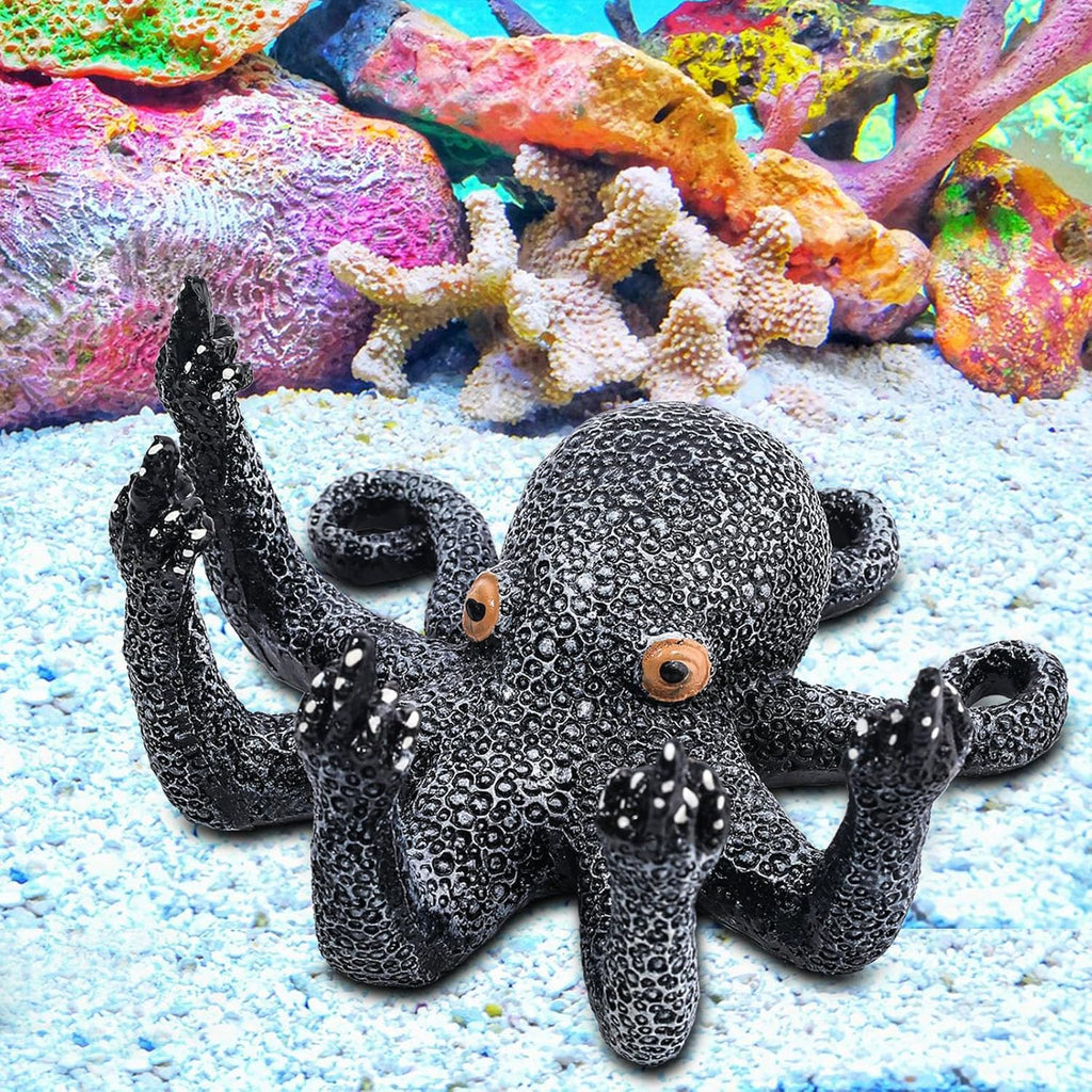 Octopus Aquarium Ornaments Decoration, Black Resin Artificial Sea Life,Suitable for Various Fish Tanks