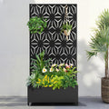 FENCY Metal Raised Garden Bed with Wheels and Trellis,73"x35"x16" Planter Box for Climbing Plants, Vegetables & Vines, Features Privacy Screen and Drainage Holes (Black-Star)