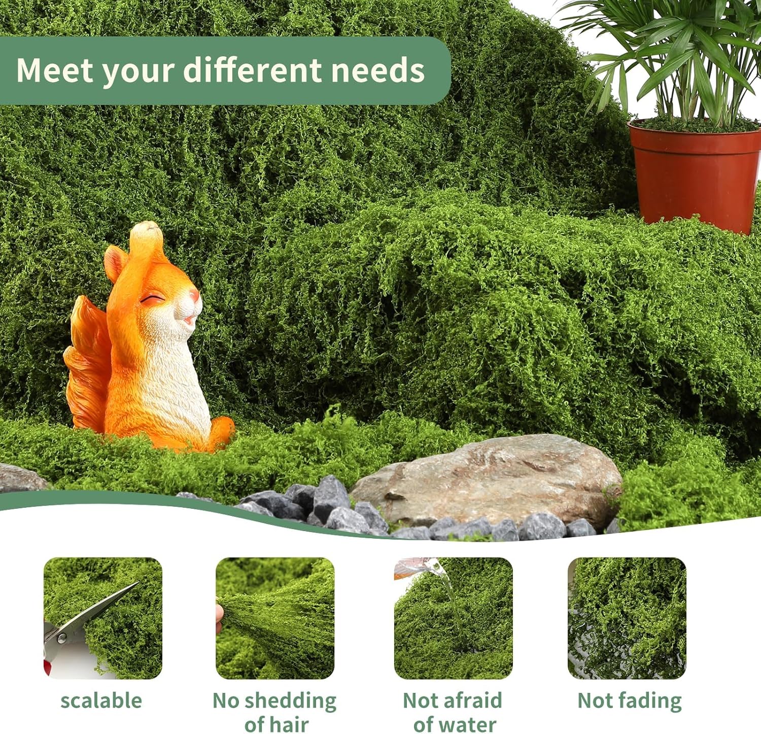 Artificial Green Moss Mat for Decoration Carpet Grass Wall, Natural Preserved Moss Mat, Green Moss Sheets for Crafts Woodland Decor Garden Party Decorations Wall Art DIY Project (19.68*19.68 inch)