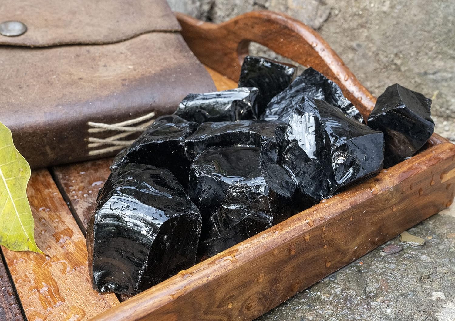 Crocon 1LB Black Obsidian Rough Bulk Natural Stone Raw Stone Tumbling Cabbing Polishing Mining Chakra Balancing Reiki Healing Good Luck Home Office Decor