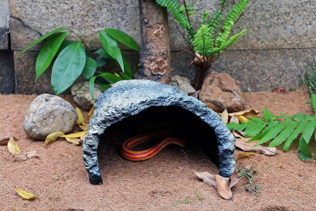 Reptile Rock Cave Habitat Hide – Premium Non-Toxic Decorative Resin for Aquariums & Terrariums. Ideal for Amphibians, Lizards, Snakes, Bearded Dragons, Geckos, Scorpions, Frogs, Spiders...Large Size