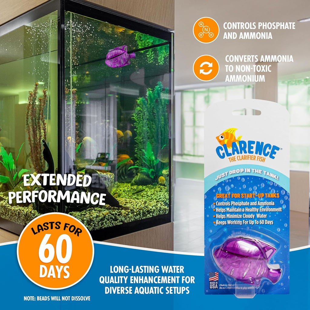 Aquarium Water Clarifier | Clear Cloudy Fish Tank Water Treatment, Safe for Freshwater & Saltwater Fish and Plants - Purple, 1 Pack