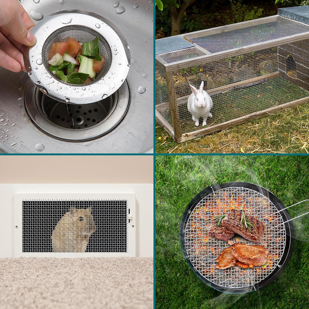 30 Mesh 304 Stainless Steel Mesh Screen, 15.7'' x 295''(40cm x 750cm) Wire Screen Mesh, Rust Free Woven Wire Mesh, Metal Mesh Screen for Air Vents, Garden Covers, Filters, Window Screen