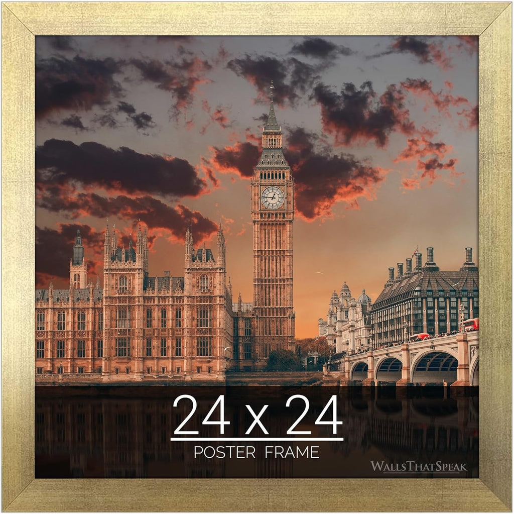 wallsthatspeak 24x24 Gold Picture Frame for Puzzles Posters Photos or Artwork