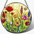 Stained Glass Window Hanging, 8 Inch Wildflower Stained Glass Suncatcher, Colorful Floral Window Hanging, Home Decor for Windows, Flower Lover Gifts, Garden Lover Gift, Gifts for Women, Mom, Grandma