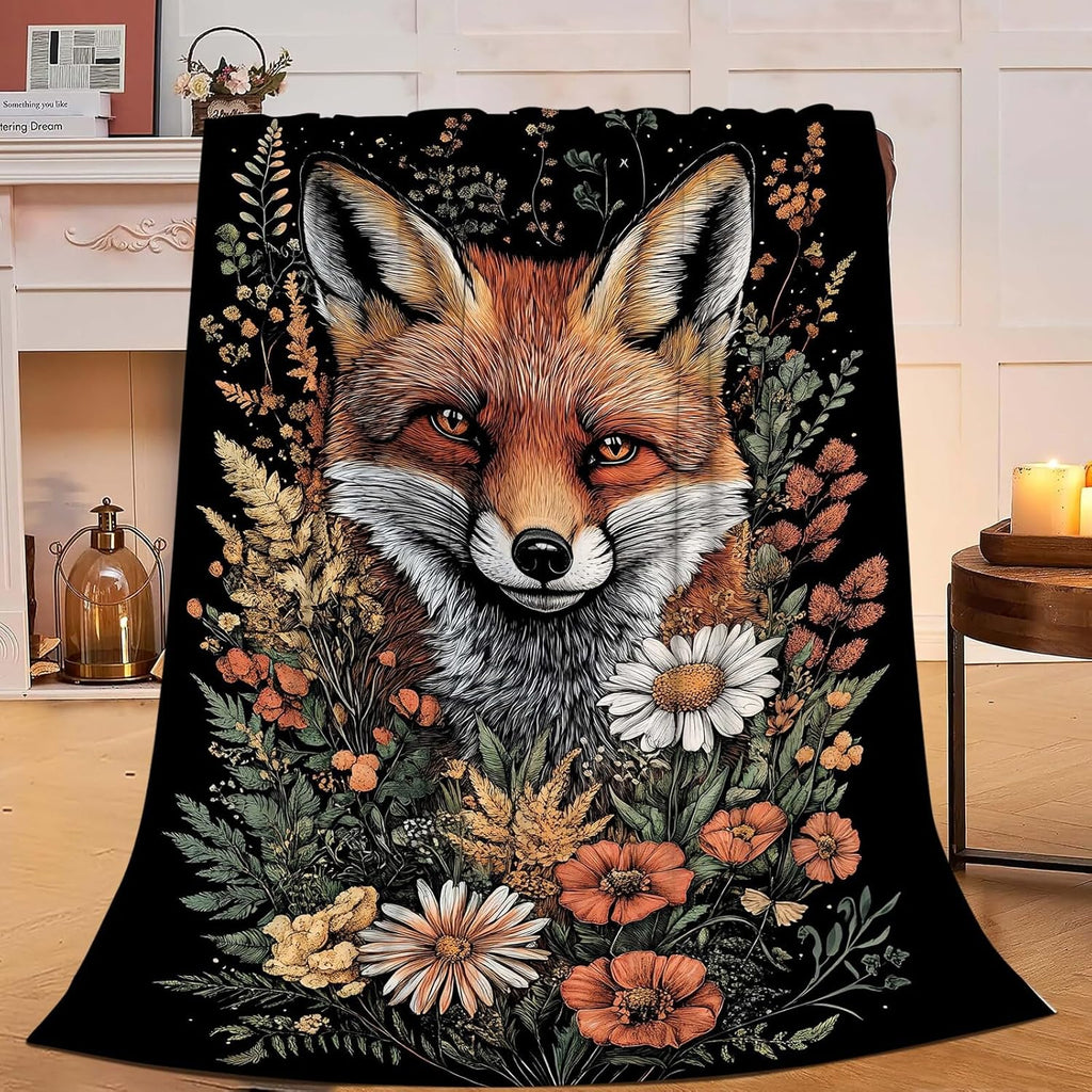Fox Throw Blanket Orange Fox Blanket Gifts for Kids Girls Boys Soft Cozy Warm Plush Fluffy Fuzzy Fleece Blanket Birthday Festival Decor 40''X50''