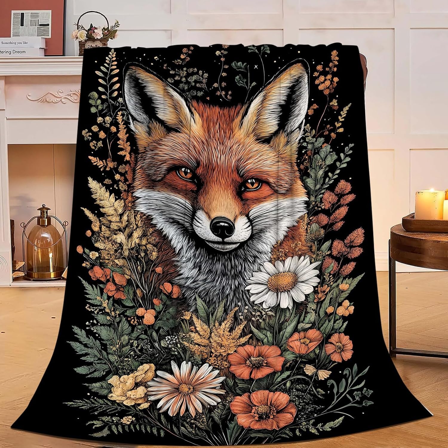 Fox Throw Blanket Orange Fox Blanket Gifts for Kids Girls Boys Soft Cozy Warm Plush Fluffy Fuzzy Fleece Blanket Birthday Festival Decor 40''X50''