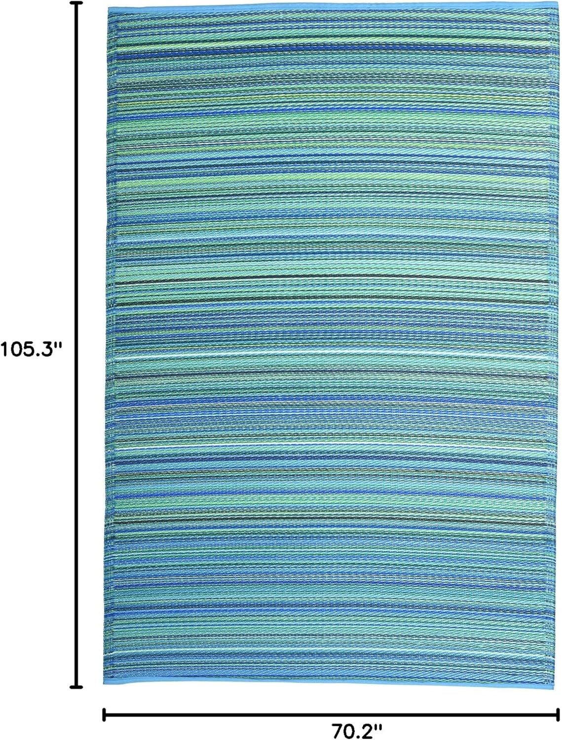 Fab Habitat Outdoor Rug - Waterproof, Fade Resistant, Crease-Free - Premium Recycled Plastic - Striped - Large Patio, Deck, Sunroom, Camping, RV - Cancun - Turquoise & Moss Green - 6 x 9 ft