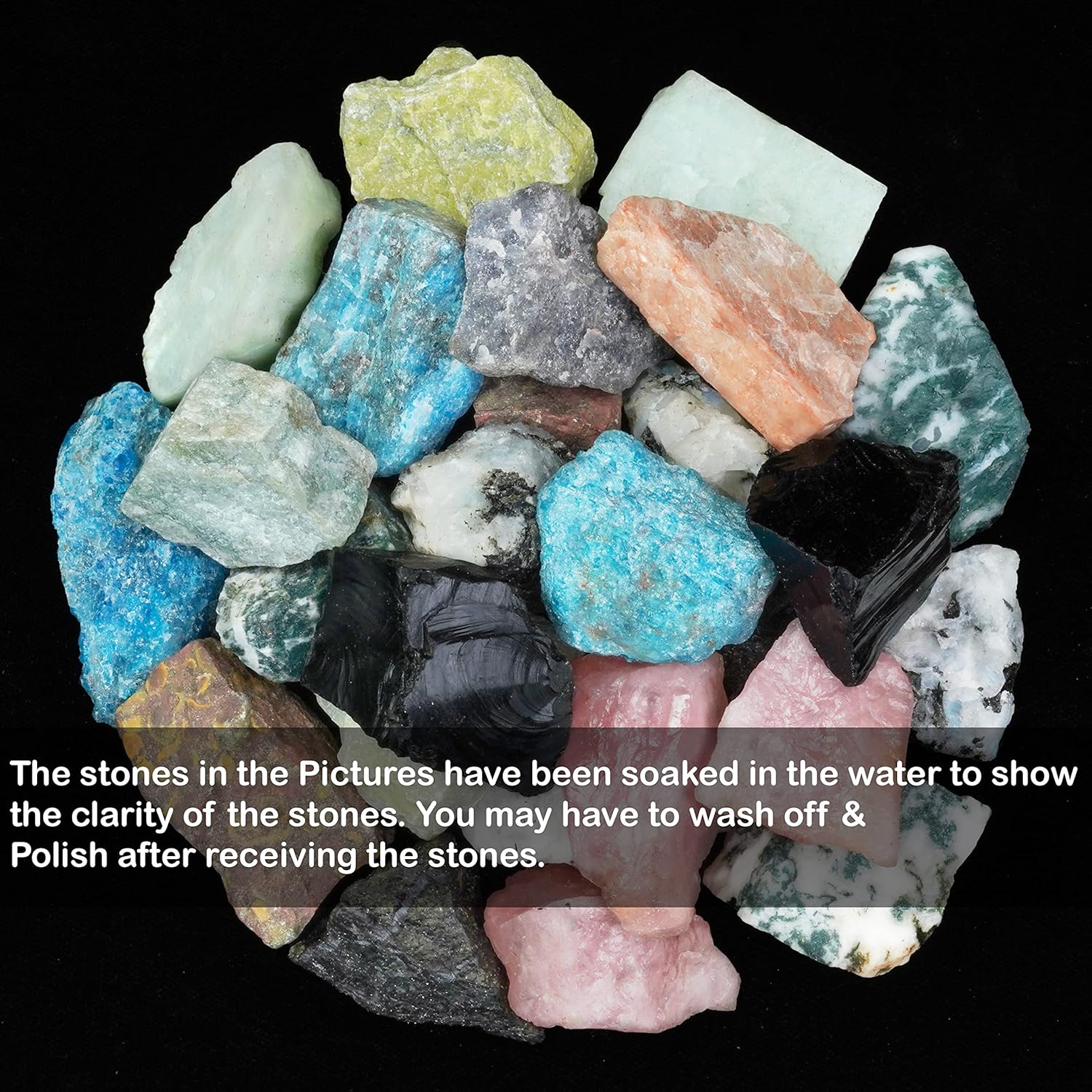Crocon 2LB Mixed Assorted Rough Exotic Rough Bulk Natural Stone Raw Gemstone Tumbling Cabbing Polishing Mining Chakra Balancing Reiki Healing Good Luck Home Office Decor