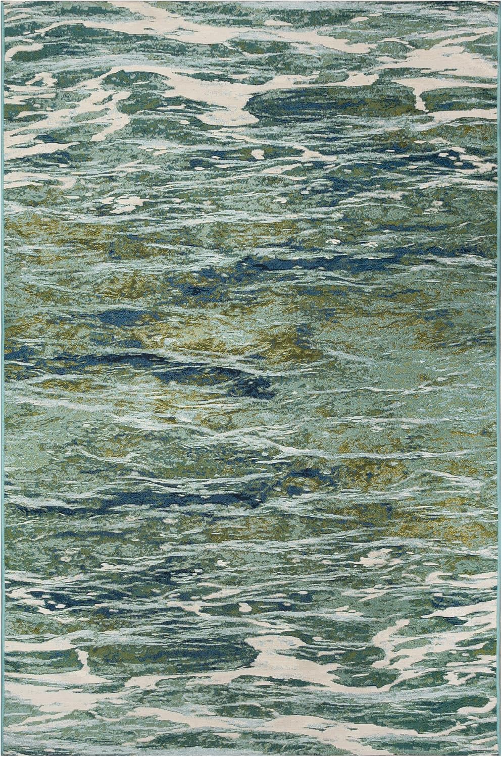 Liora Manne Marina Indoor/Outdoor Power Loomed Synthetic Blend Durable Area Rug - Contemporary Graphic Global Ocean Colorful (Caribe Sea) (8'10" x 11'9")