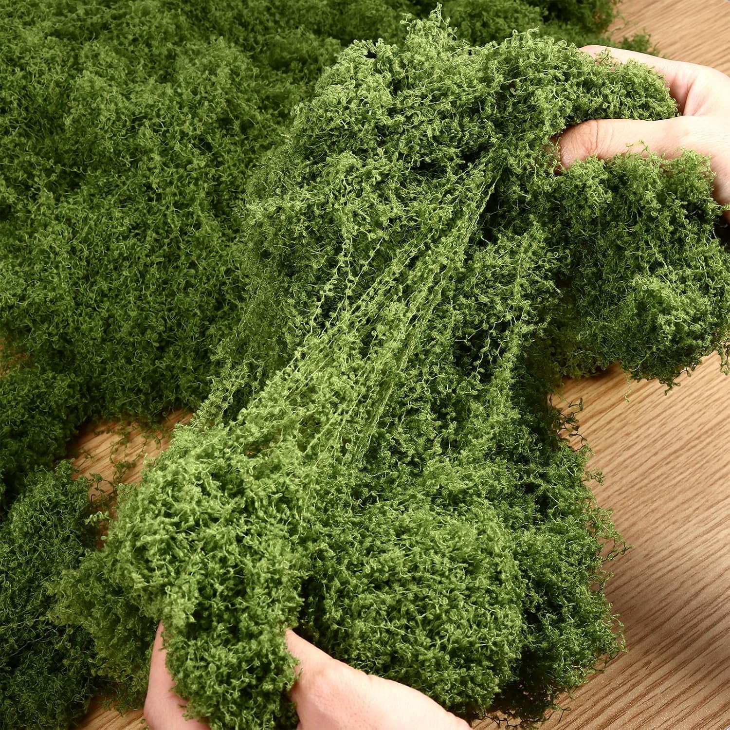 Fake Green Moss for Potted Plants, 10.6OZ Moss Decor Artificial Faux Moss for Crafts Preserved Moss for DIY Decorative Moss Table Centerpieces Decor Fairy Garden Floral Wedding (300g) (Dark Green)