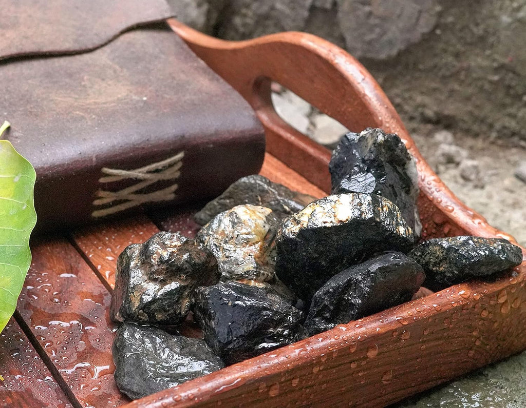 Crocon 1LB Black Agate Rough Bulk Natural Stone Raw Stone Tumbling Cabbing Polishing Mining Chakra Balancing Reiki Healing Good Luck Home Office Decor