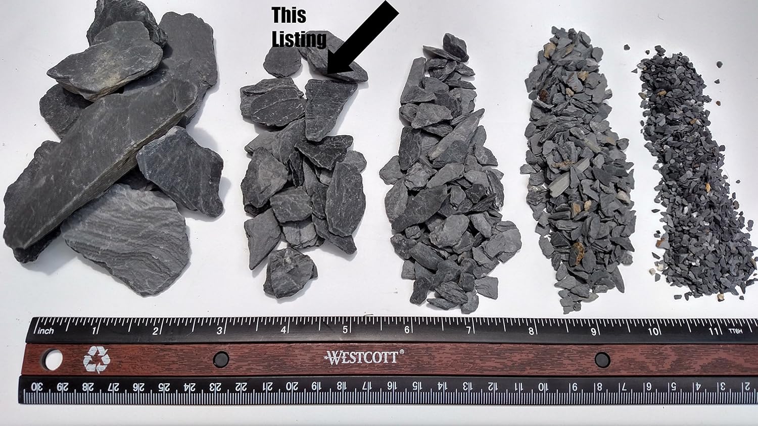 Natural Slate Stone -1/2 to 1 inch. Perfect Size for Miniature or Fairy Gardens, Aquariums, Reptiles, Terrariums, Model Railroads, Dioramas & Wargaming (2lbs Grey)
