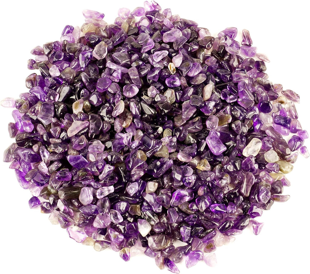 Cherry Tree Collection 1/2 Pound Polished Tumbled Gemstone Chips, Pebbles, Crystal Chips Bulk for Jewelry Making, Healing, Plants, Succulents, Aquariums, Decoration, Chakra (Amethyst)
