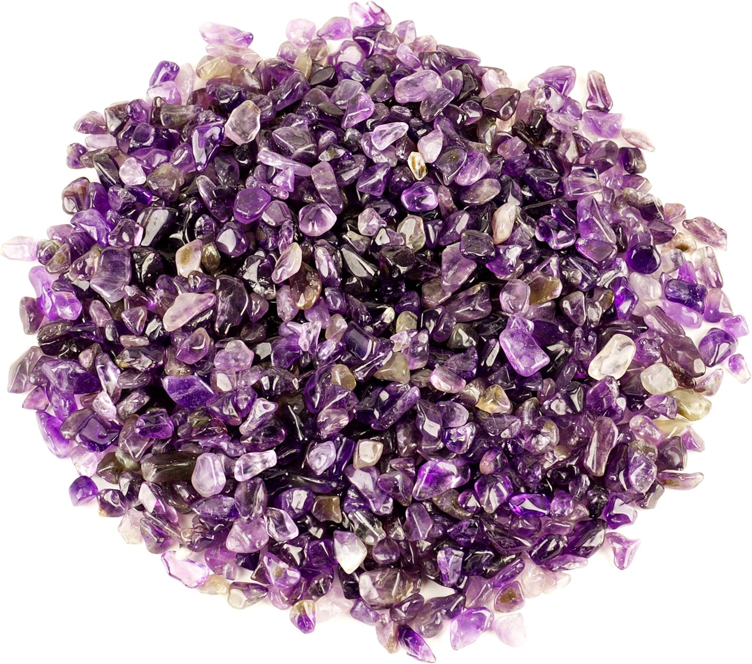 Cherry Tree Collection 1/2 Pound Polished Tumbled Gemstone Chips, Pebbles, Crystal Chips Bulk for Jewelry Making, Healing, Plants, Succulents, Aquariums, Decoration, Chakra (Amethyst)