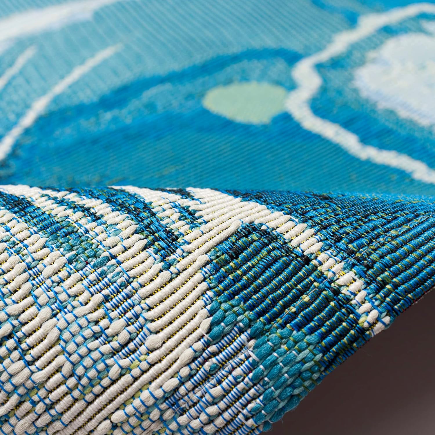 Liora Manne Marina Indoor/Outdoor Power Loomed Synthetic Blend Low Profile Area Rug - Contemporary Graphic Coastal Beach Colorful (Jelly Fish Bloom) (7'10" x 9'10")