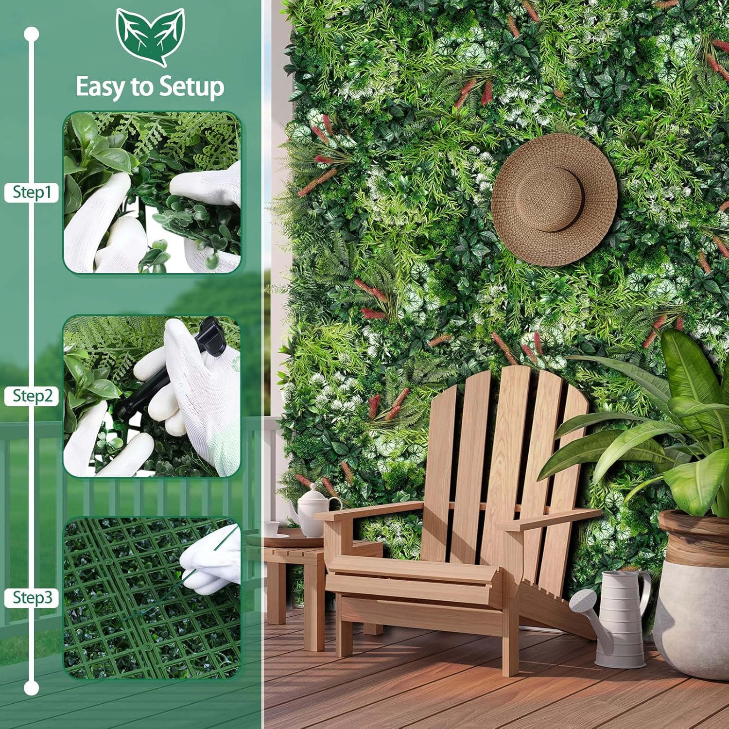 12PCS Grass Wall Panels, 20"x20" Artificial Ivy Greenery Wall Backdrop, UV-Anti Faux Boxwood Grass Panels Green Wall Decor for Garden Patio Balcony