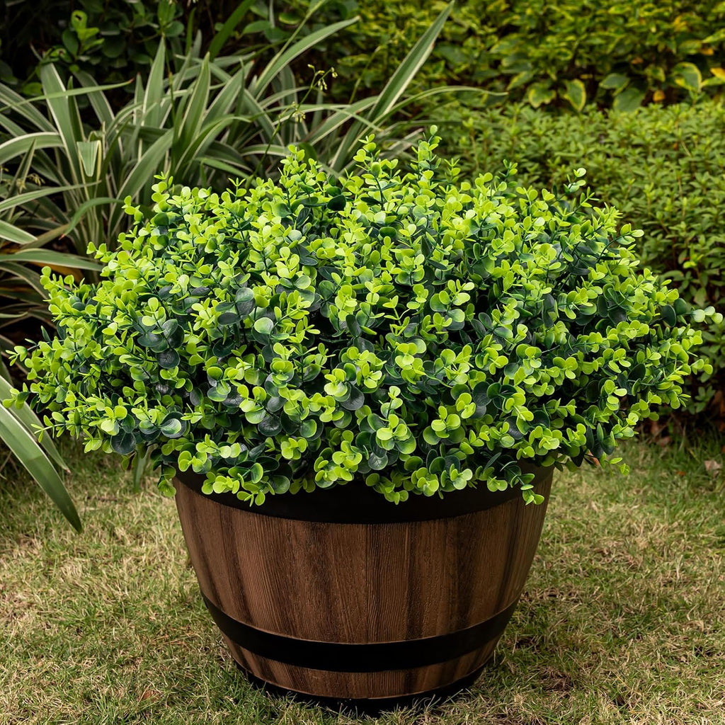 20 Bundles Artificial Plants for Outdoor Fake Plants for Spring Decoration,Faux Eucalyptus Plants for Planter UV Resistant Lifelike for Home Porch Garden（Green）