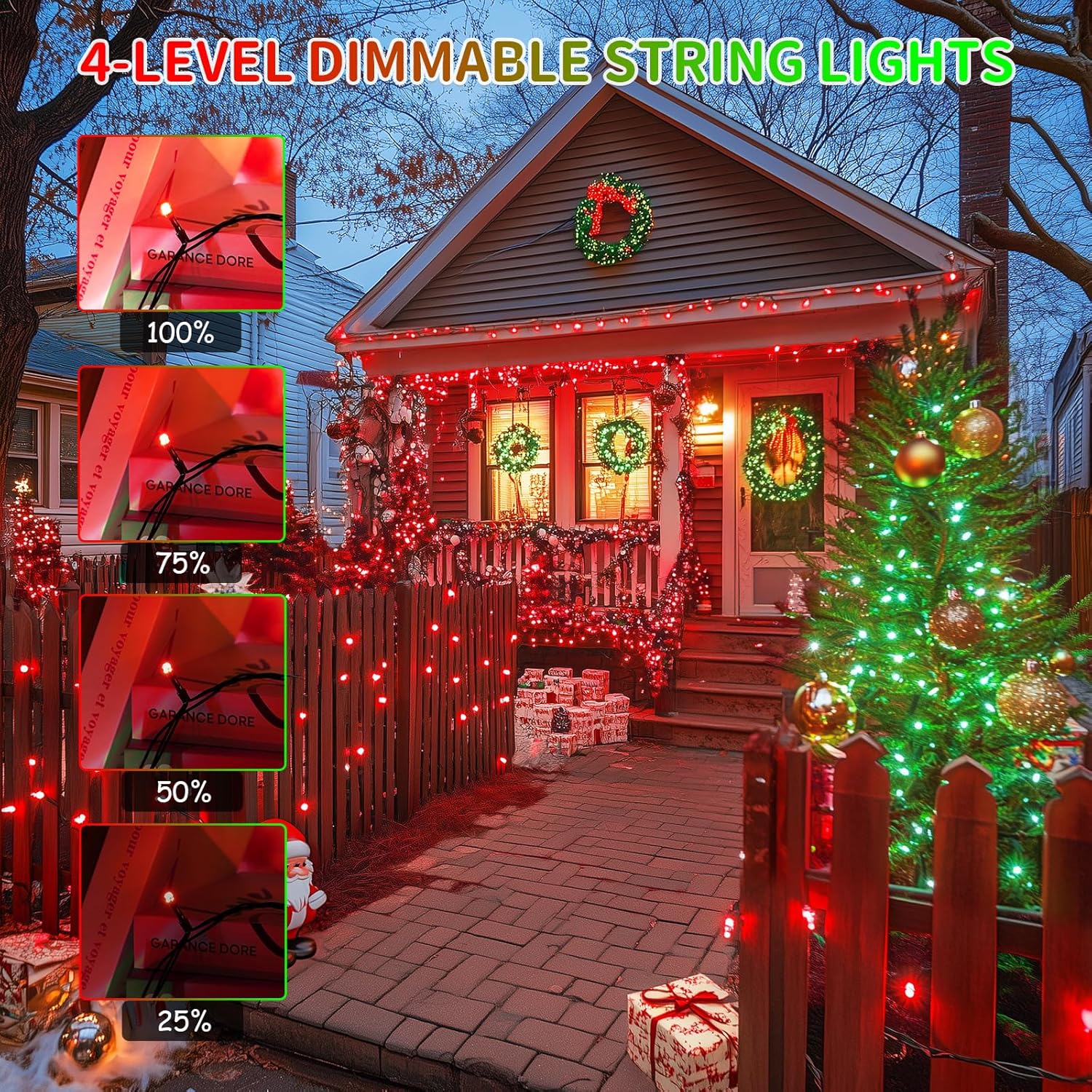 JMEXSUSS 200 LED Christmas Lights Outdoor, 66ft Red and Green String Lights with Remote, Connectable Waterproof Color Changing Christmas Lights for Party Yard Halloween Xmas Decor