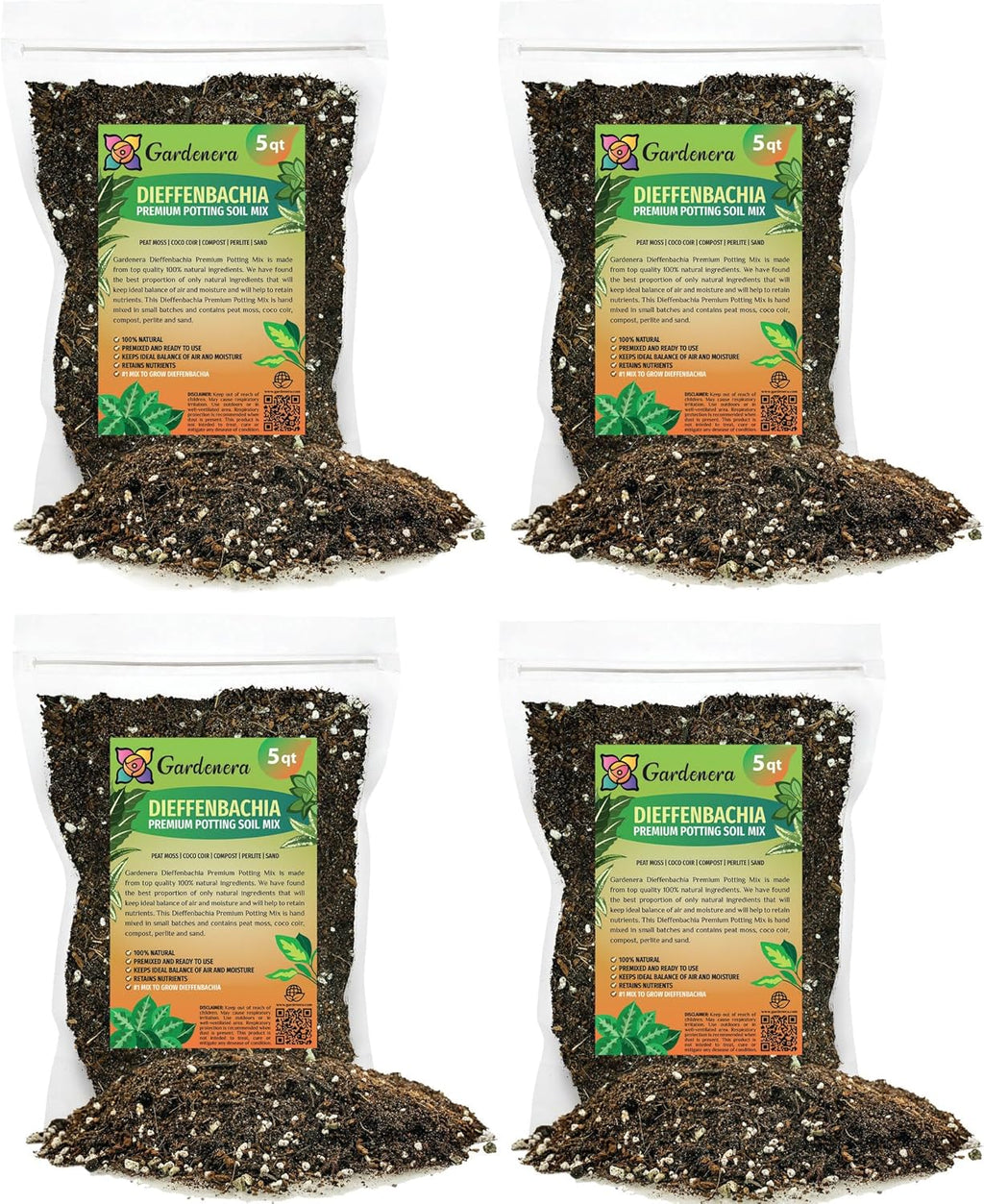 Gardenera Premium DIEFFENBACHIA Potting Soil Mix - Ideal for Growing Robust and Healthy Dieffenbachia - 20 Quart
