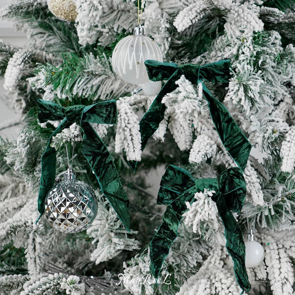 MAYREEL 1 Inch Green Crushed Velvet Ribbon Olive Green Vintage for Flower Bouquets Wedding Invitations Crafts Gift Wrapping Party Favor Boxes 10 Yards