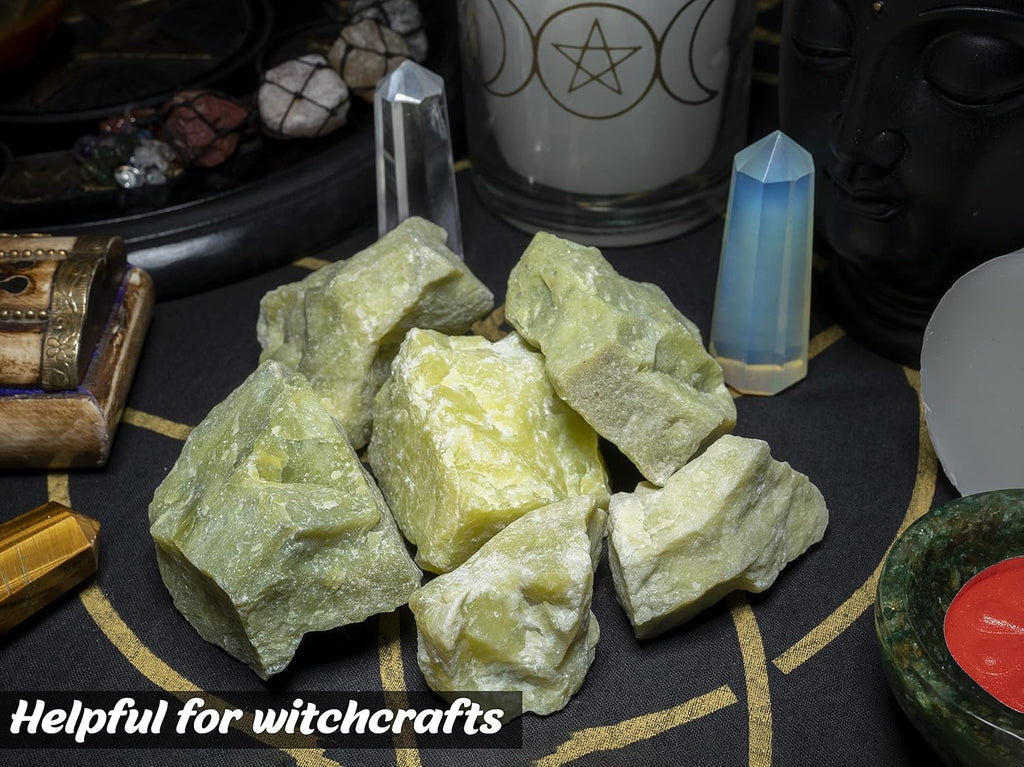 Crocon 1LB Serpentine Rough Bulk Natural Stone Raw Gemstone Tumbling Cabbing Polishing Gem Mining Chakra Balancing Reiki Healing Good Luck Home Office Decor